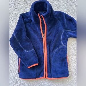 Blue cozy Fleece Jacket with Orange Accents